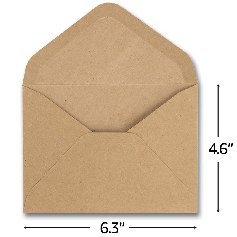 ValBox 4.6x6.3" Kraft Envelopes 100 PCS 120 GSM Brown Contour Flap Invitation Envelopes for Baby Shower, Graduation, Wedding, Invitations - Gummed Flap - Image 2